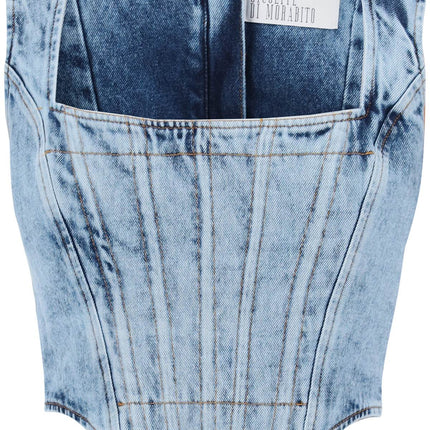 Giuseppe Di Morabito bustier top in marbled denim