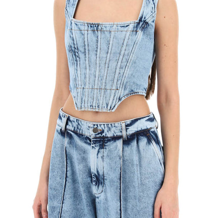 Giuseppe Di Morabito bustier top in marbled denim