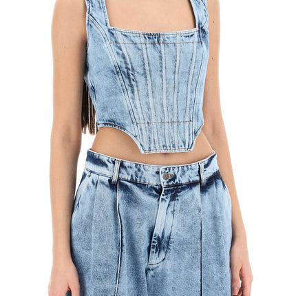 Giuseppe Di Morabito bustier top in marbled denim