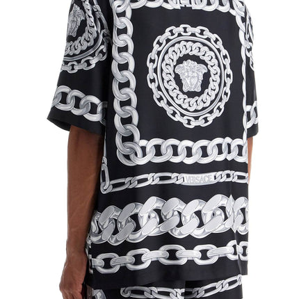 Versace 'printed silk medusa chains bowling shirt