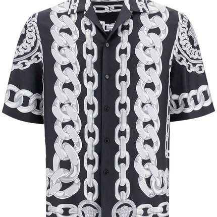 Versace 'printed silk medusa chains bowling shirt