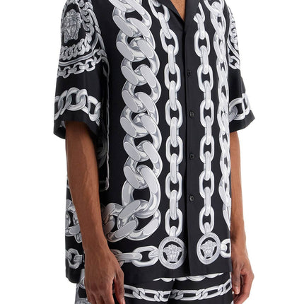 Versace 'printed silk medusa chains bowling shirt