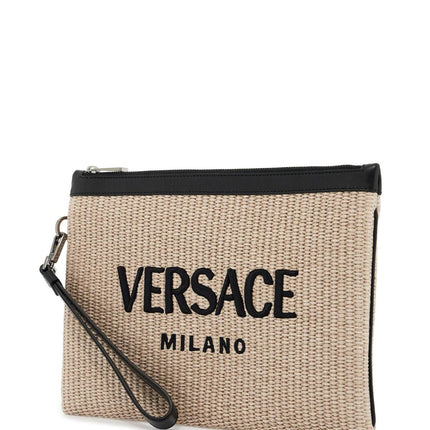 Versace raffia pouch for