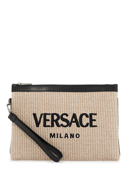 Versace raffia pouch for