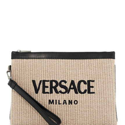 Versace raffia pouch for