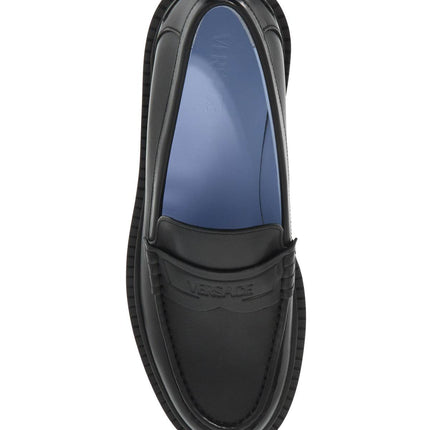 Versace smooth leather adriano loafers in