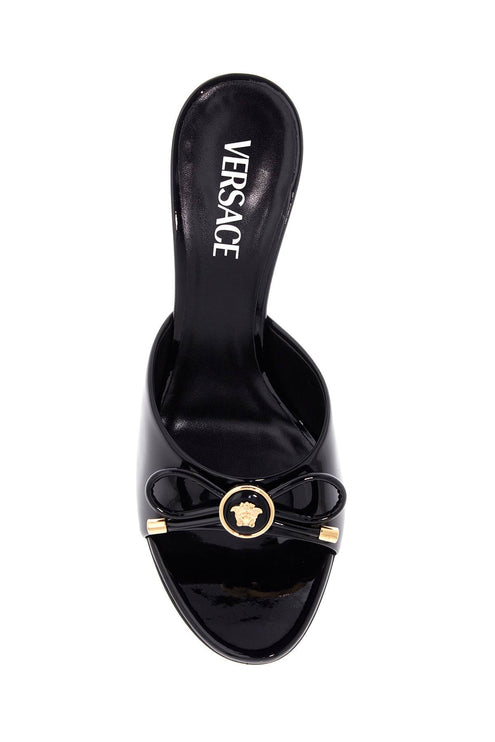 Versace 'opera bow patent leather mules