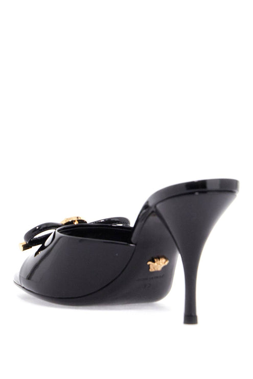 Versace 'opera bow patent leather mules