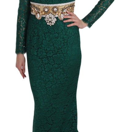 Emerald Elegance Long Sleeve Floor-Length Dress