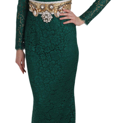 Emerald Elegance Long Sleeve Floor-Length Dress