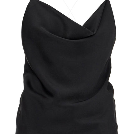 Y Project satin top with draped neckline and low