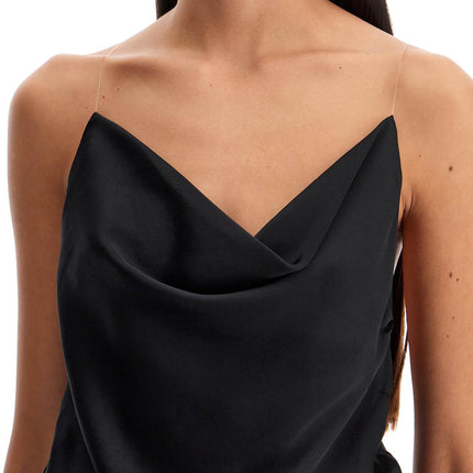 Y Project satin top with draped neckline and low