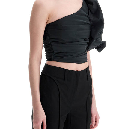 Pinko black polyester off shoulder crop top