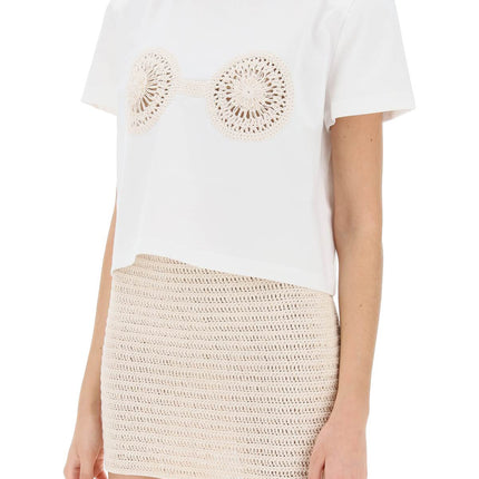 Magda Butrym cropped t-shirt with crochet insert