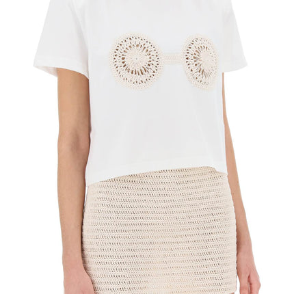 Magda Butrym cropped t-shirt with crochet insert