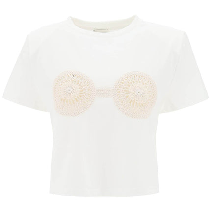 Magda Butrym cropped t-shirt with crochet insert