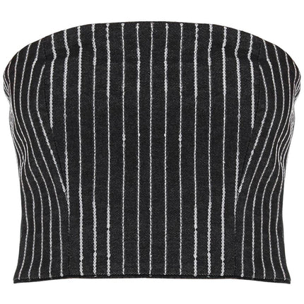 Rotate cropped top with sequined stripes