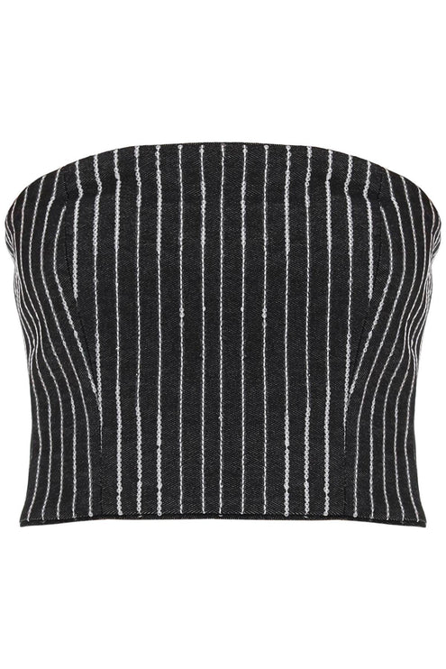 Rotate cropped top with sequined stripes