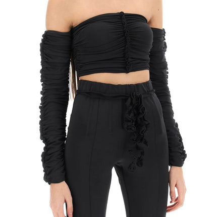 Rotate ruched off-shoulder cropped top