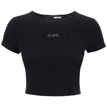 Rotate cropped t-shirt with embroidered lurex logo