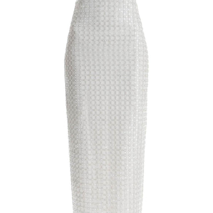 Rotate long white cotton bodycon dress with beads strapless