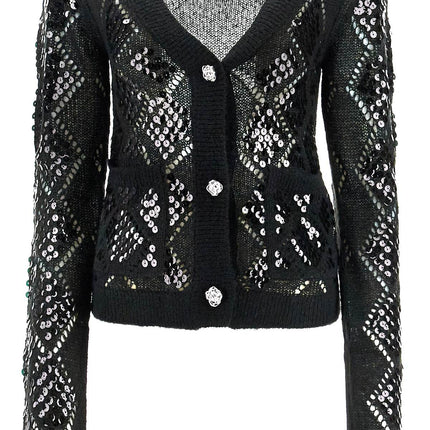 Rotate perforated cardigan with