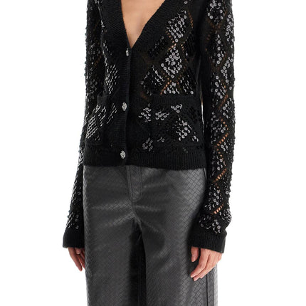 Rotate perforated cardigan with