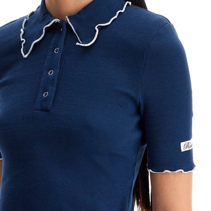 Rotate fitted polo shirt with contrasting hems