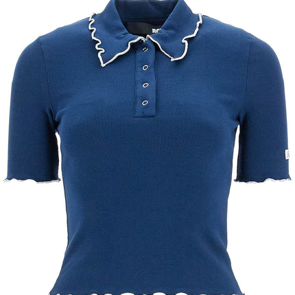 Rotate fitted polo shirt with contrasting hems