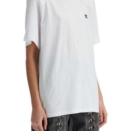 Rotate white organic cotton t-shirt with wide neck