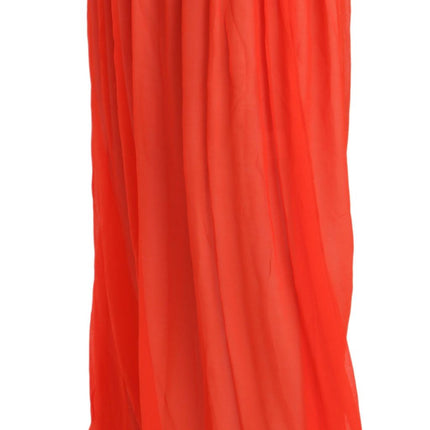 Elegante oranje geplooide maxi rok