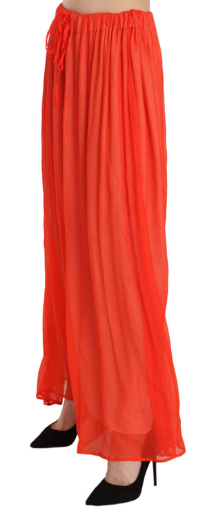 Elegante oranje geplooide maxi rok