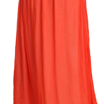 Elegante oranje geplooide maxi rok