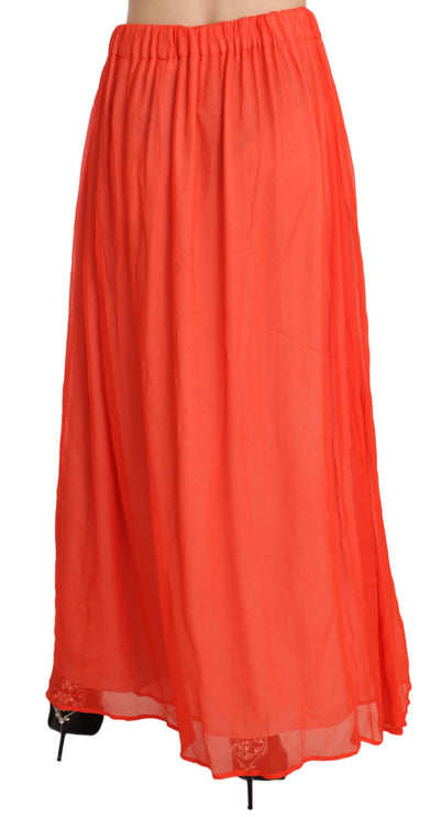 Elegante oranje geplooide maxi rok