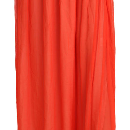 Elegante oranje geplooide maxi rok