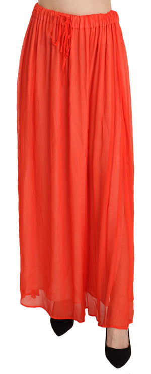 Elegante oranje geplooide maxi rok