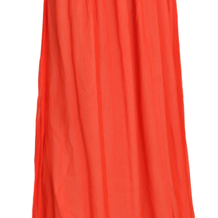 Elegante oranje geplooide maxi rok