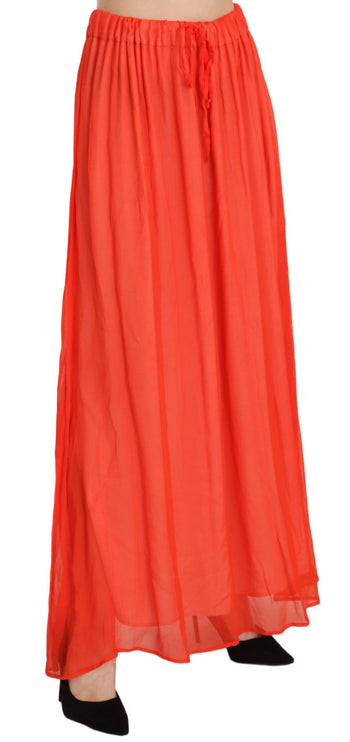 Elegante oranje geplooide maxi rok