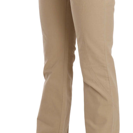 Pantaloni per gamba dritta di beige a metà vita