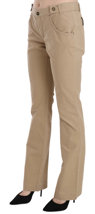 Pantaloni per gamba dritta di beige a metà vita