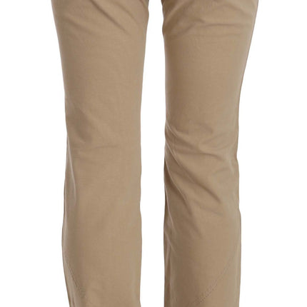 Pantaloni per gamba dritta di beige a metà vita