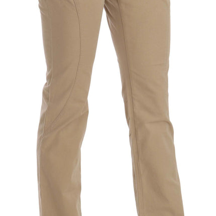 Pantaloni per gamba dritta di beige a metà vita