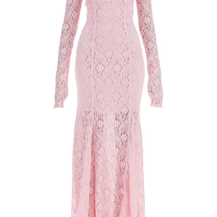 Rotate long pink lace dress with open back for special occasions