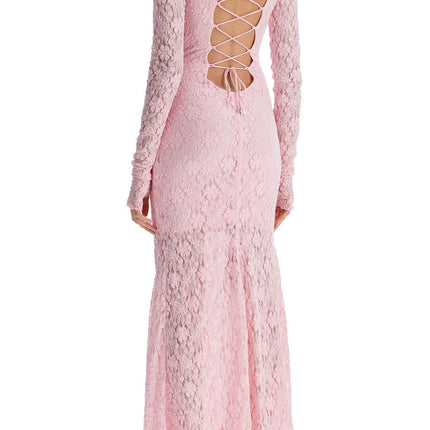 Rotate long pink lace dress with open back for special occasions