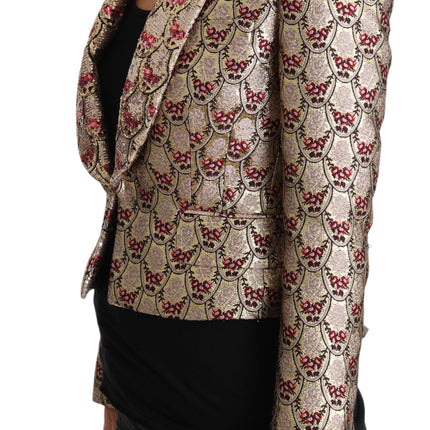 Chaqueta blazer de lentejuelas florales de oro brillante