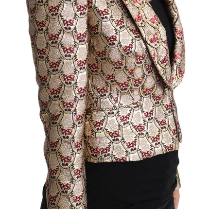 Chaqueta blazer de lentejuelas florales de oro brillante