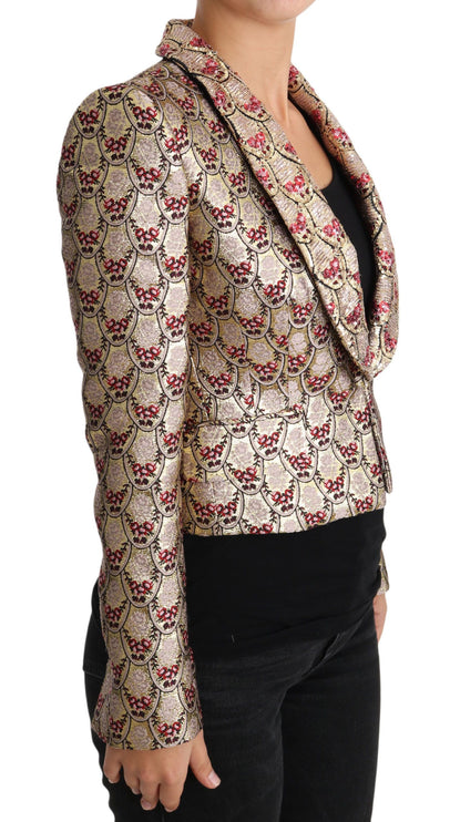 Chaqueta blazer de lentejuelas florales de oro brillante