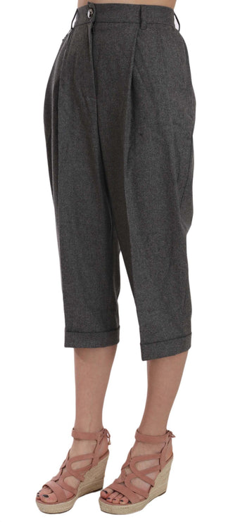 Pantalon plissé élégant en laine gris gris