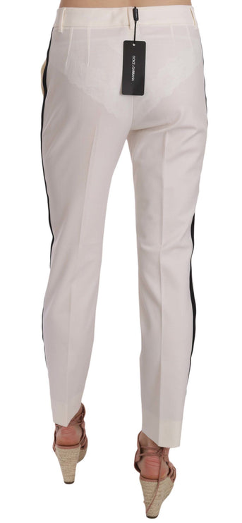 Pantalon effilé en laine blanche blanche élégante