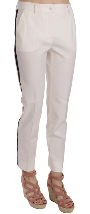 Pantalon effilé en laine blanche blanche élégante